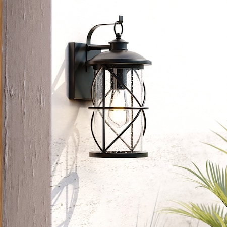 Vaxcel Adams 1 Light Black Dusk to Dawn Outdoor Wall Lantern Clear Glass T0634
